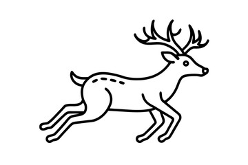 Running reindeer line art jumping Christmas holiday animal icon