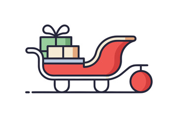 Santa sleigh side view simplified holiday gift transportation icon