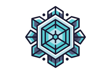 Snow crystal core centralized icy winter festive pattern icon