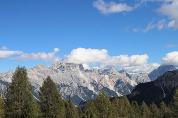 Mountain landscape with clouds in Dolomites