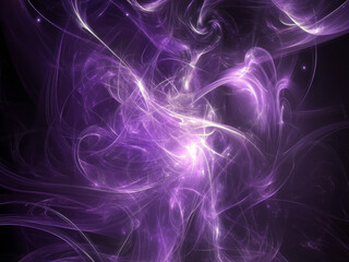 Fototapeta premium Vivid abstract purple energy swirl background with glowing light trails and soft neon waves. Dynamic motion and ethereal texture create a futuristic cosmic look. Perfect for digital art or wallpaper.