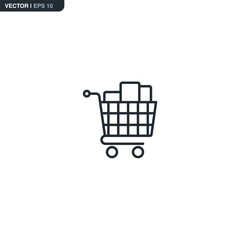 Supermarket shopping cart, linear style sign for mobile concept and web design