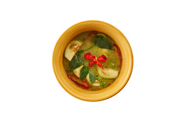 Thai Green Curry with Chicken – Isolated on White with Clipping Path
