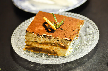 tiramisu or cake , cocoa cake or coffee cake or chocolate cake