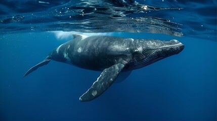 Majestic Blue Whale Underwater