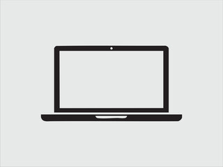 laptop icon vector black on white