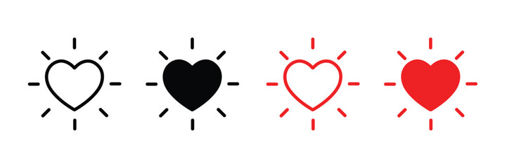Glowing heart icon set. heart shape set. Valentine design element. vector illustration 