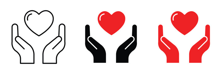 hands holding heart icon. card icon set. vector illustration 