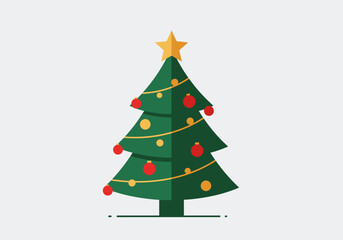 Obraz premium Festive Natal Tree Celebrate the Holiday Spirit with this Charming Green Tree Adorned with Ornaments and a Golden Star for Joyful Celebrations