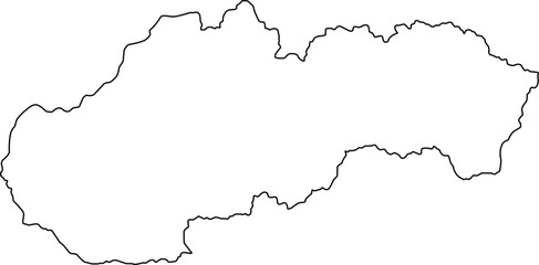 Simple vector outline map of Slovakia national boundary, presented as a blank template political silhouette of the Central European country.