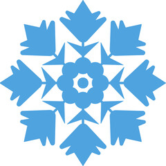 Snowflake hand drawing blue element