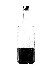 Bottle pours liquid halftone