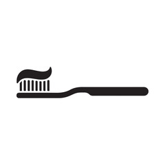Black silhouette of a toothbrush with toothpaste on bristles
