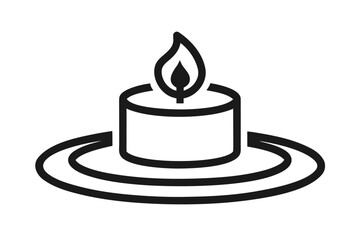 Candle on plate icon simple candle placed on round tray