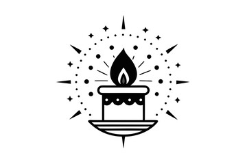 Candle with star halo icon single candle surrounded by glow