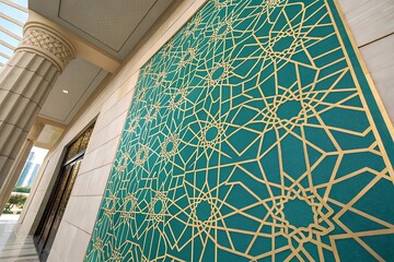 Islamic geometric pattern on a wall of a mosque in abu dhabi, uae
