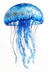 blue jellyfish isolated on white background