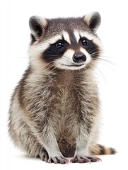 Fototapeta premium cute funny raccoon, close-up, isolated on white background