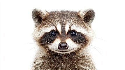 Obraz premium cute funny raccoon, close-up, isolated on white background