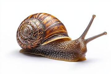 Garden snail isolated on white.