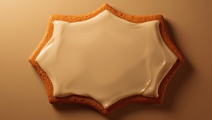 Obraz premium Presenting star-shaped cookie resting on smooth tan tabletop, with glossy white icing