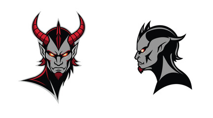 evil demon face with horns
