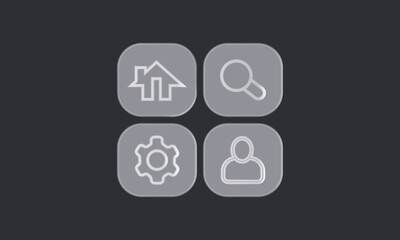 Glassmorphism UI Icons &ndash; Home, Search, Settings, and User Profile