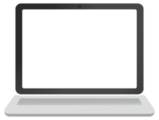 Flat illustration of a laptop with blank white screen representing digital workspace, computer, and technology concepts. Ideal for web, business, education, or software design use.
