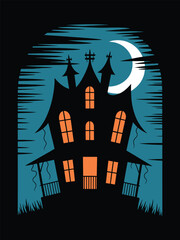 Halloween Haunted House illustration vector.