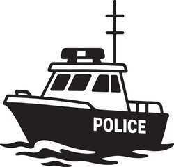 Police boat silhouette