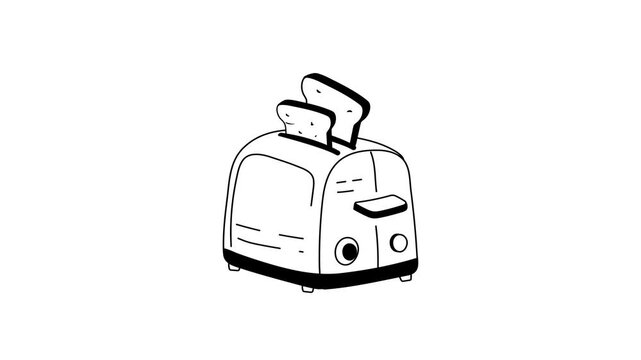 Bread with machine concept animated icon of toaster in modern style