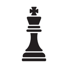 Black silhouette of a chess king piece isolated on white background
