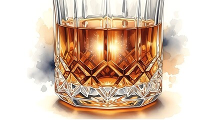 Whiskey in a Crystal Glass - A Golden Moment of Relaxation.