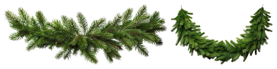 PNG Festive evergreen garland decoration, transparent background