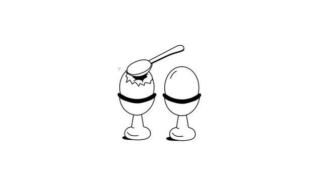 Two soft boiled eggs served in elegant egg cups with a spoon