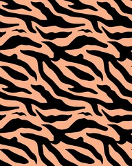 Seamless pattern with an black and  orange animal print reminiscent of the skins of a tiger, leopard or other wild cats