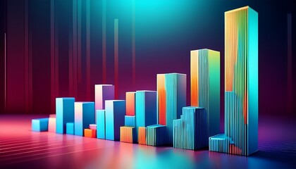 3d bar graphs representing financial growth and strategy concept
