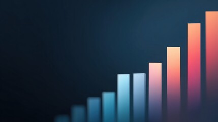 Abstract digital illustration of a colorful bar graph representing growth and progress, with a dark background enhancing the vibrant hues and visual impact of the design