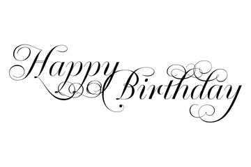 Happy Birthday - 手書き風の筆記体でおしゃれに書いた、「Happy Birthday（誕生日おめでとう）」のロゴマーク
