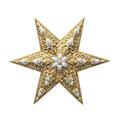 Ornate Six Pointed Star Decoration isolated on a transparent background