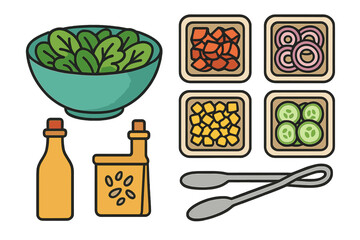 Assorted fresh vegetables and greens in a bowl ready for healthy salad preparation