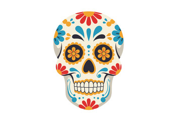 Colorful Sugar Skull Illustration for Day of the Dead Celebration.