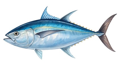 Bluefin Tuna illustration in side view on white background