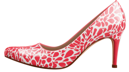 Red and White High Heel Shoe Isolated on Black Background – Elegant Women’s Fashion
