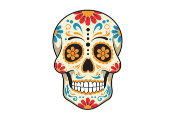 Day of the Dead Skull with Floral Decorations.