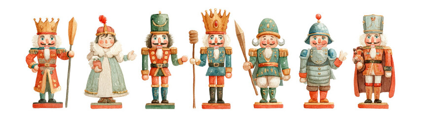 Naklejka premium Festive holiday gnomes, watercolor painting cute winter friends isolated.