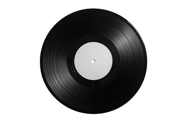 Obraz premium Black vinyl record with white label isolated on white background