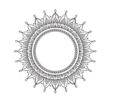 Black lines form a striking circular mandala pattern, complete with a transparent background