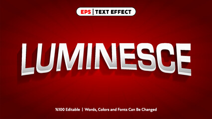 Luminesce silver metallic text effect on red background editable vector design template for creative projects