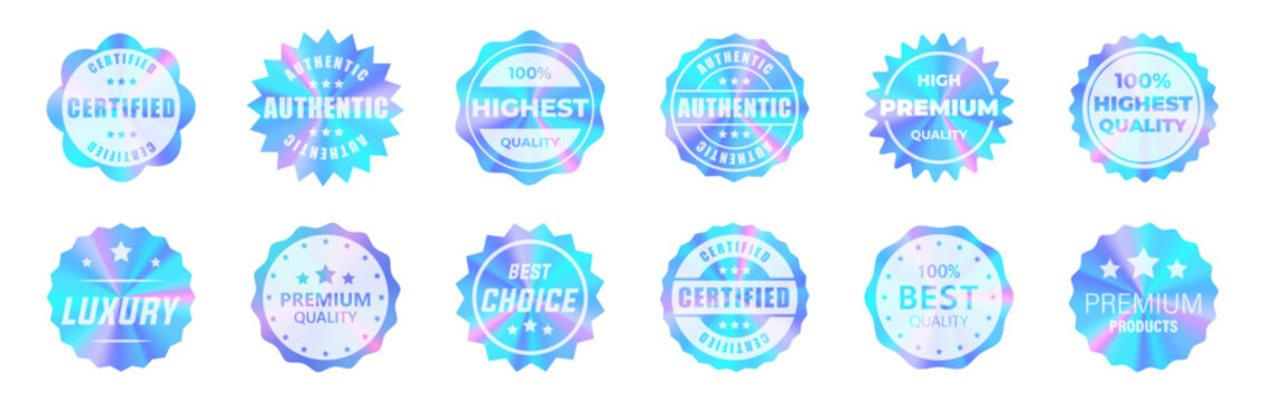 Premium badges for quality and certification. Labels with elegant style for products and brand marketing. Modern gold icons for excellence and trust